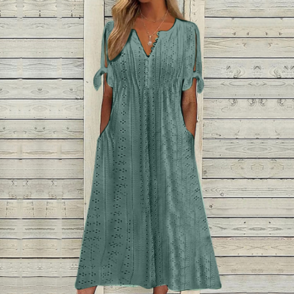 【🔥Świetna oferta】【Rozmiary 5XL】Prosta damska letnia sukienka, mieszanka bawełny i lnu, wygodna i oddychająca