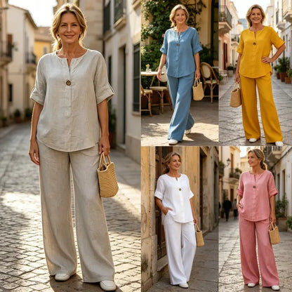 🔥【Bestseller #1】Elegáns len-pamut szett: Laza és kényelmes, stílusos és sokoldalú, minden alkalomra alkalmas. 【Méretek: S-3XL】