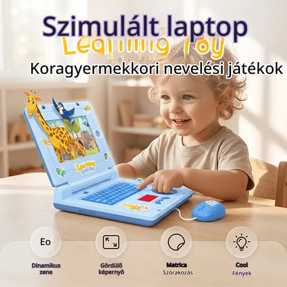 🧸 Interaktív szimulációs játék laptop – Fények, hangok és tanulójátékok – Játékosan fejleszti a gyermekek kreativitását és motoros készségeit 🎵