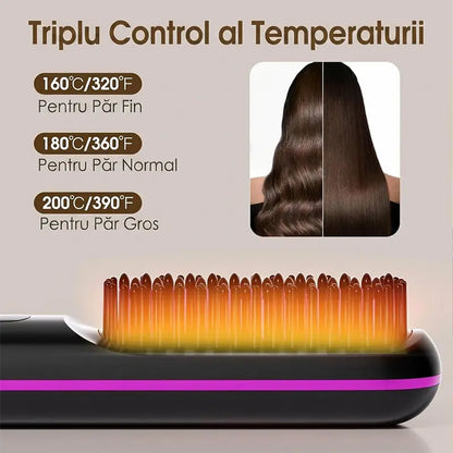 💇‍♀️【Un periaj = păr drept】Pieptene portabil pentru îndreptarea părului cu ioni negativi