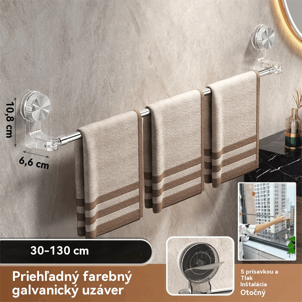 🎁✨🚿Ľahký dizajn bez vŕtania — výsuvný vešiak na uteráky s prísavkou