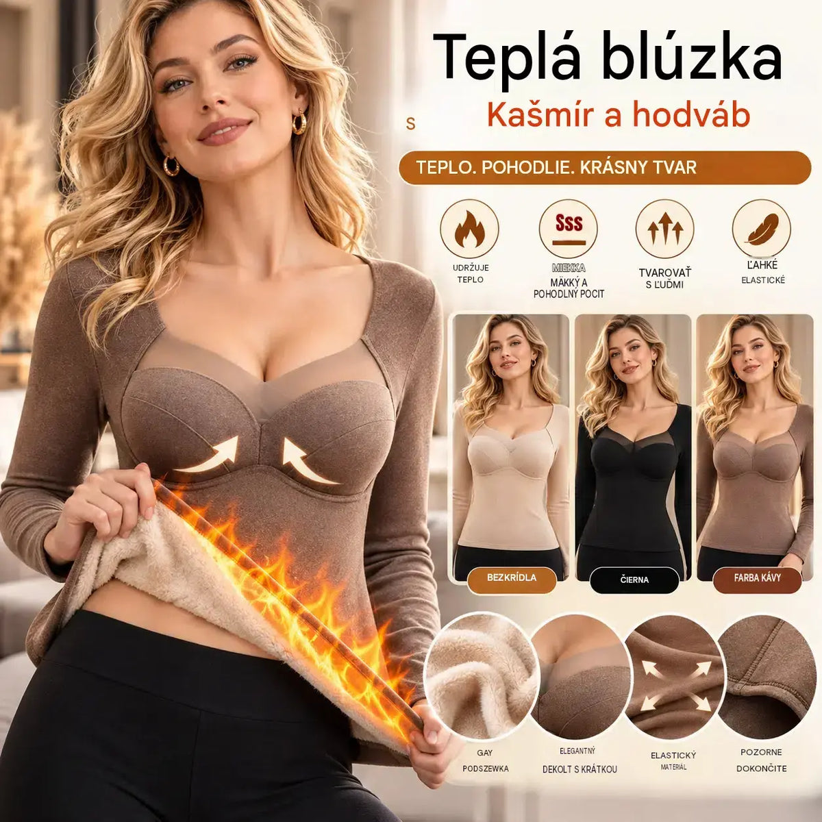 【XL-3XL】Dámska termobielizeň s vložkami – jednodielna, zateplená, hrubá, rýchlo zahreje, s dlhým rukávom
