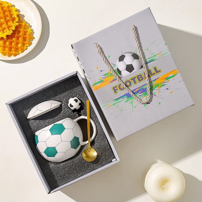 ⚽️ Taza de cerámica de alta calidad de la Copa del Mundo con tapa: recuerdo deportivo