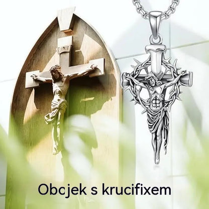 2 sztuki 99 zł🔥Naszyjnik z aureolą z krzyża i cierni