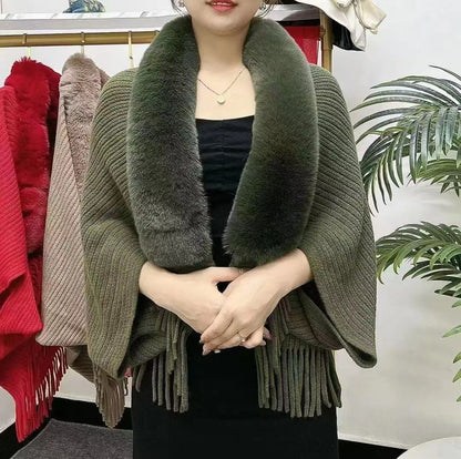 ❄️Elegantní a teplá pletená šála s plyšovým límcem, ideální pro každou příležitost a vytváří sofistikovaný vzhled.