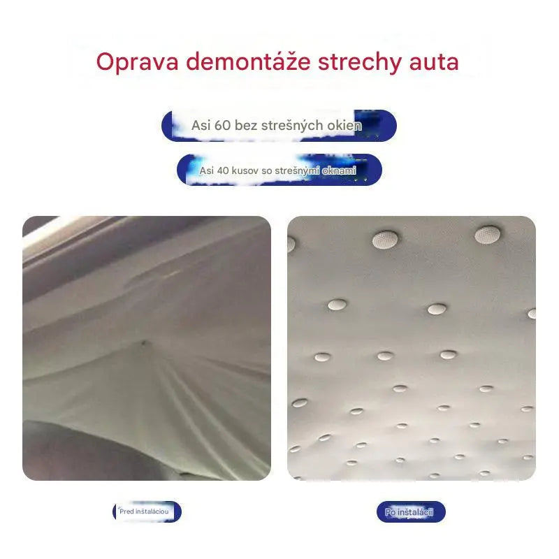 🔥🚗Plátno strechy auta padá, pracka na opravu klincov Úprava a renovácia interiéru auta bez demontáže (sada montážneho náradia + skrutkovač + uterák v cene)