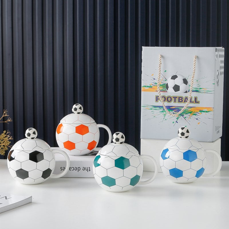 ⚽️ Taza de cerámica de alta calidad de la Copa del Mundo con tapa: recuerdo deportivo