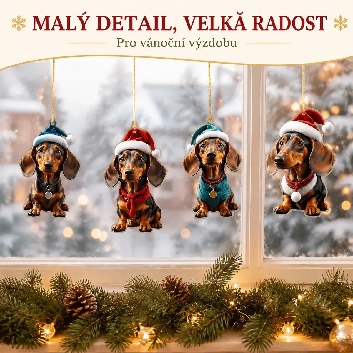 🎄【9 darab】🐕 Karácsonyfadíszek kiskutyák formájában