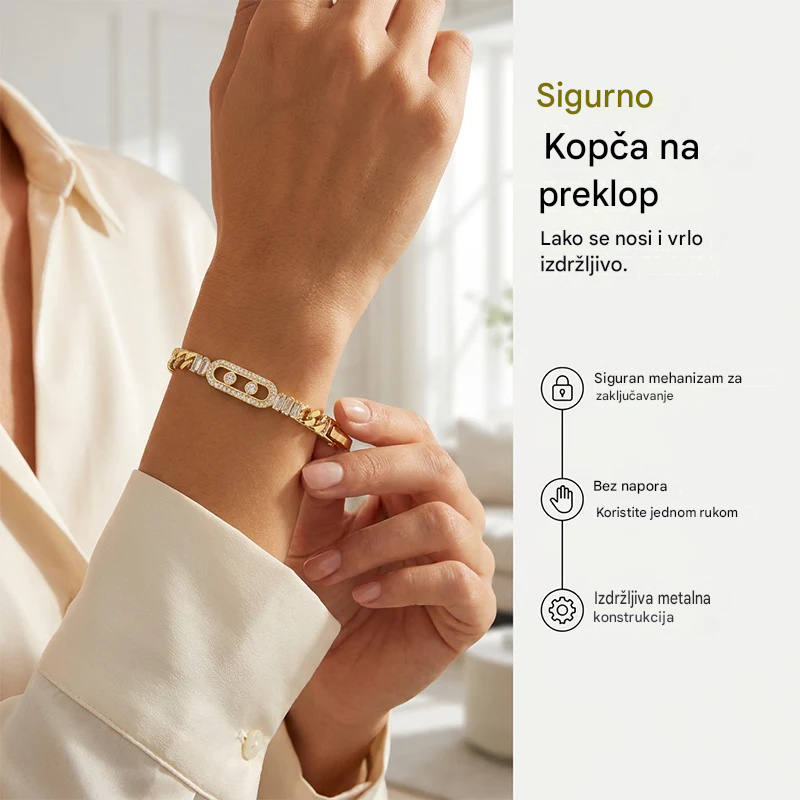 ✨ 50 % popust! 🔷 Ženska zlata zapestnica s cirkoni 💫