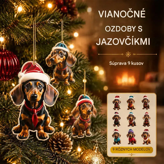 🎄【9 kusov】🐕 Vianočné ozdoby na stromček v tvare šteniatok
