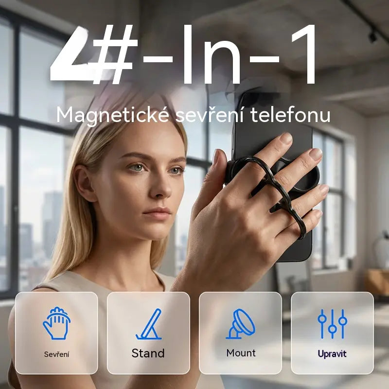 【Kúpte 1, získajte 1 zadarmo】📢📢50% ZĽAVA !! ⏰Multifunkčný magnetický držiak a stojan na telefón so 4 krúžkami