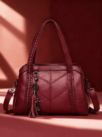👜💟【50% ZĽAVA】Veľkoobjemová mäkká kožená kabelka s tromi priehradkami, vodeodolná a odolná voči poškriabaniu