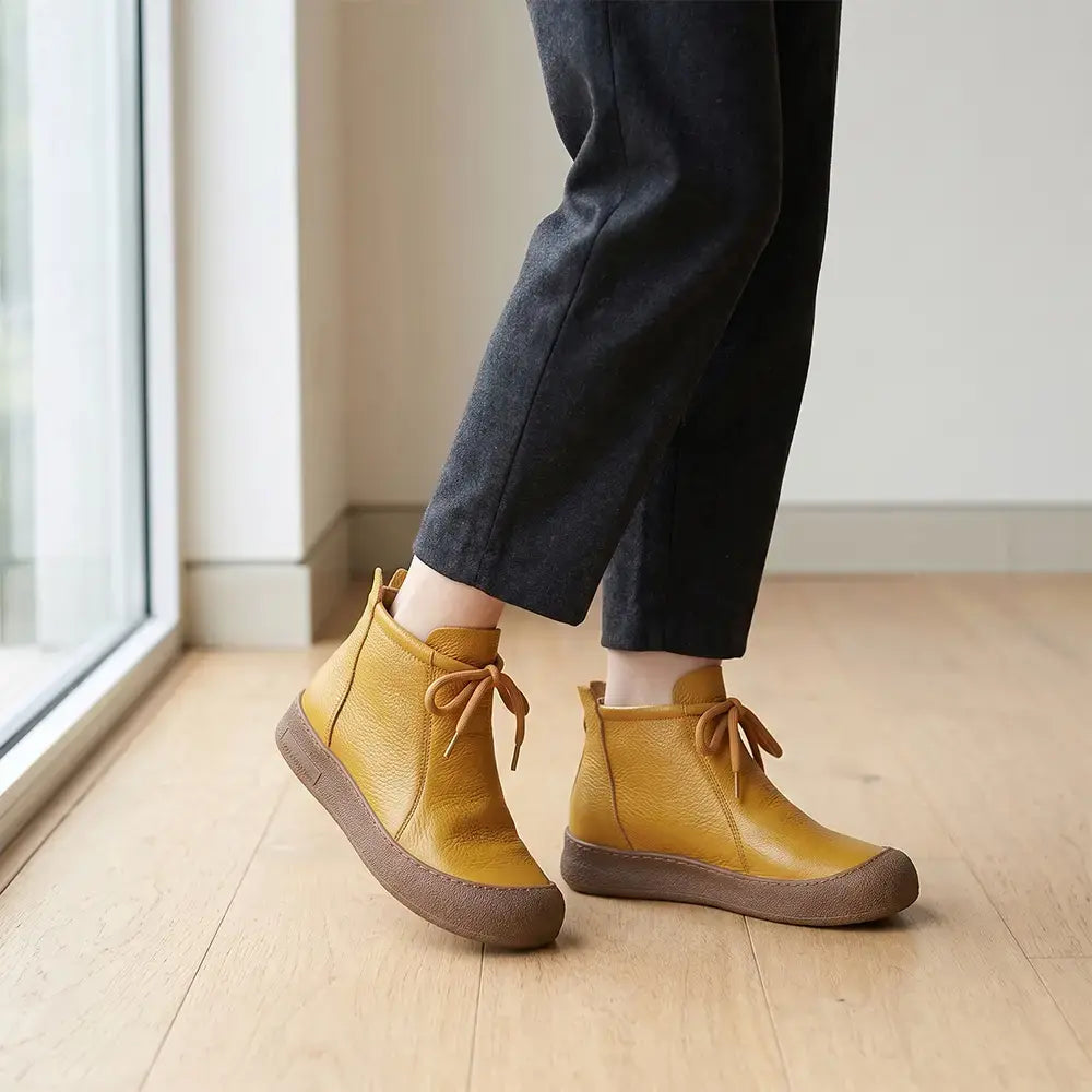 ✨【Velikosti 35–40】Dámské zateplené kotníkové boty z pravé kůže – šněrovací model, dostupné v několika barvách🥰