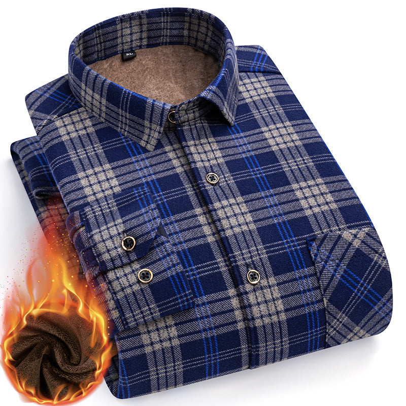 👔【Velikosti L–5XL】Nová pánská termo košile s oboustranným flísem na podzim a zimu – moderní a univerzální.