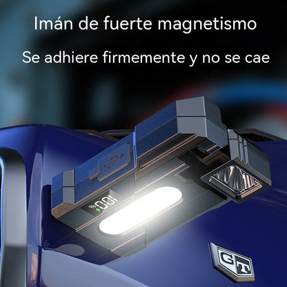 Minilinterna LED ultrabrillante con base magnética para uso en exteriores y mantenimiento.