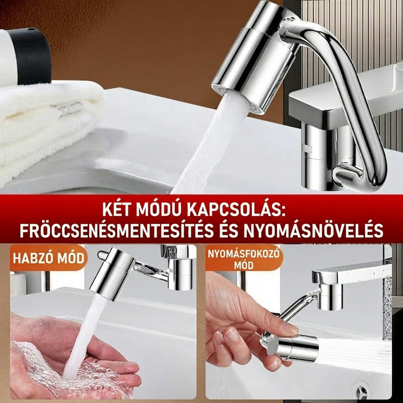 🚿 Univerzális forgó csaptelep-hosszabbító, fröccsenésálló a holtterek nélküli mosáshoz!