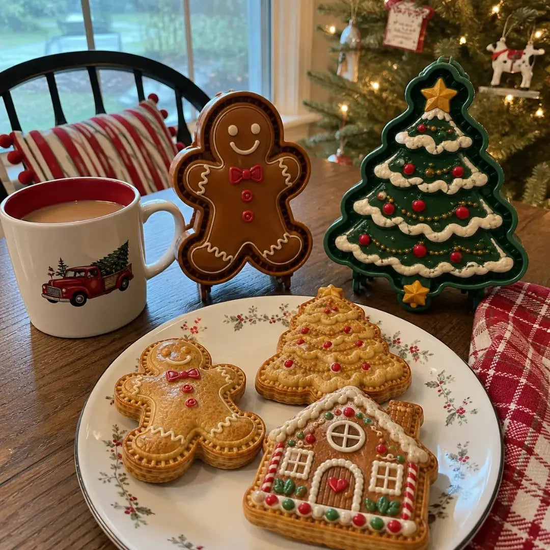 ⌛ 🥧🎄Mini karácsonyi tortaforma-kollekció 9 dizájnnal | 🫎Újrafelhasználható dombornyomott formák részletes karácsonyi torták készítéséhez Mikulás, hóember, rénszarvas és karácsonyfa formájában⛄