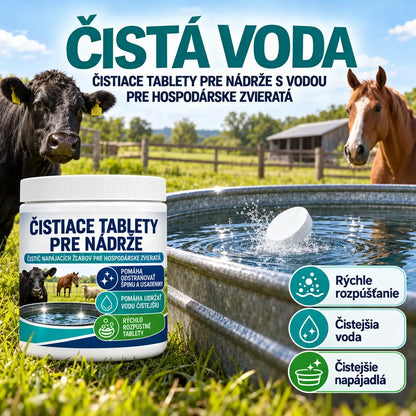 🐄 Rýchlo rozpustné čistiace tablety pre napájadlá hospodárskych zvierat – 1 fľaša, 9 tabliet, jednoduchá údržba bez drhnutia.