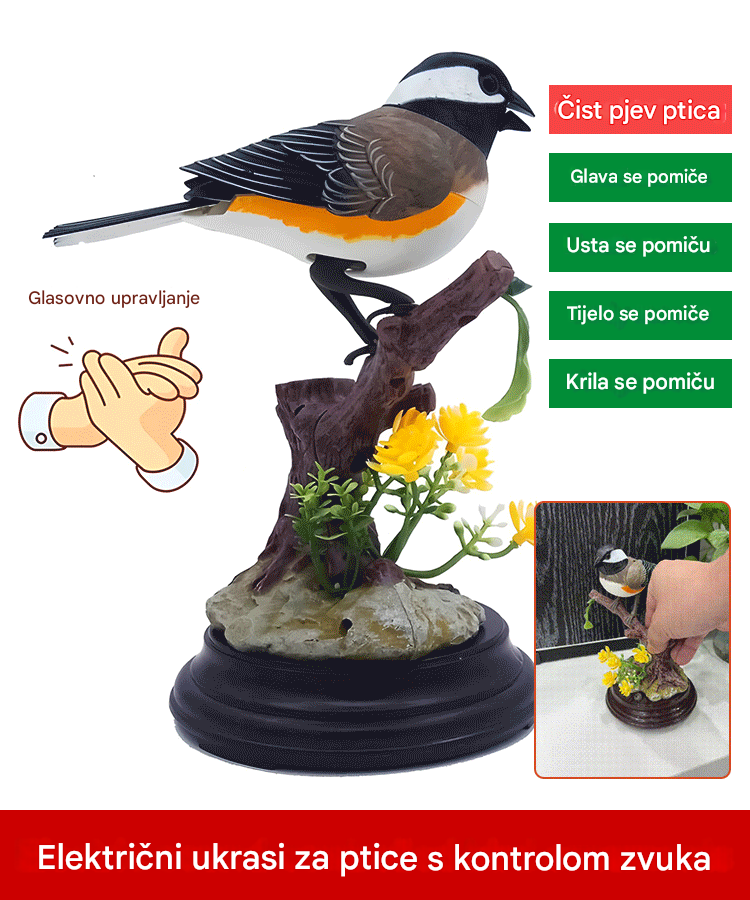 🦜🐦【Kupite 1, dobijte 1 gratis】Simulacija s glasovnim upravljanjem, kreativni slatki ukrasi za ptice s glasovnim upravljanjem, ukrasni ukrasi za sobni stol