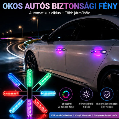 🔥4 darab 8900 Ft ✅💥Többfunkciós LED-es ütközésvédelmi villogó ajtójelző lámpa autókhoz és motorkerékpárokhoz