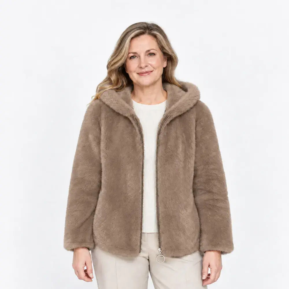 🧥【Extra nagy méret】Női kapucnis plüss kabát – puha, meleg és elegáns téli viselet