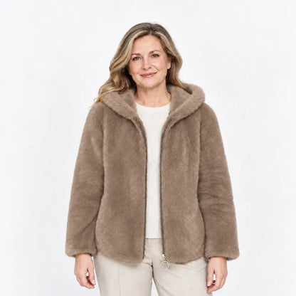 🧥【Extra nagy méret】Női kapucnis plüss kabát – puha, meleg és elegáns téli viselet