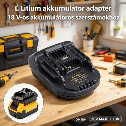 ⚡Lítium akkumulátor adapter 18 V-os akkumulátoros szerszámokhoz