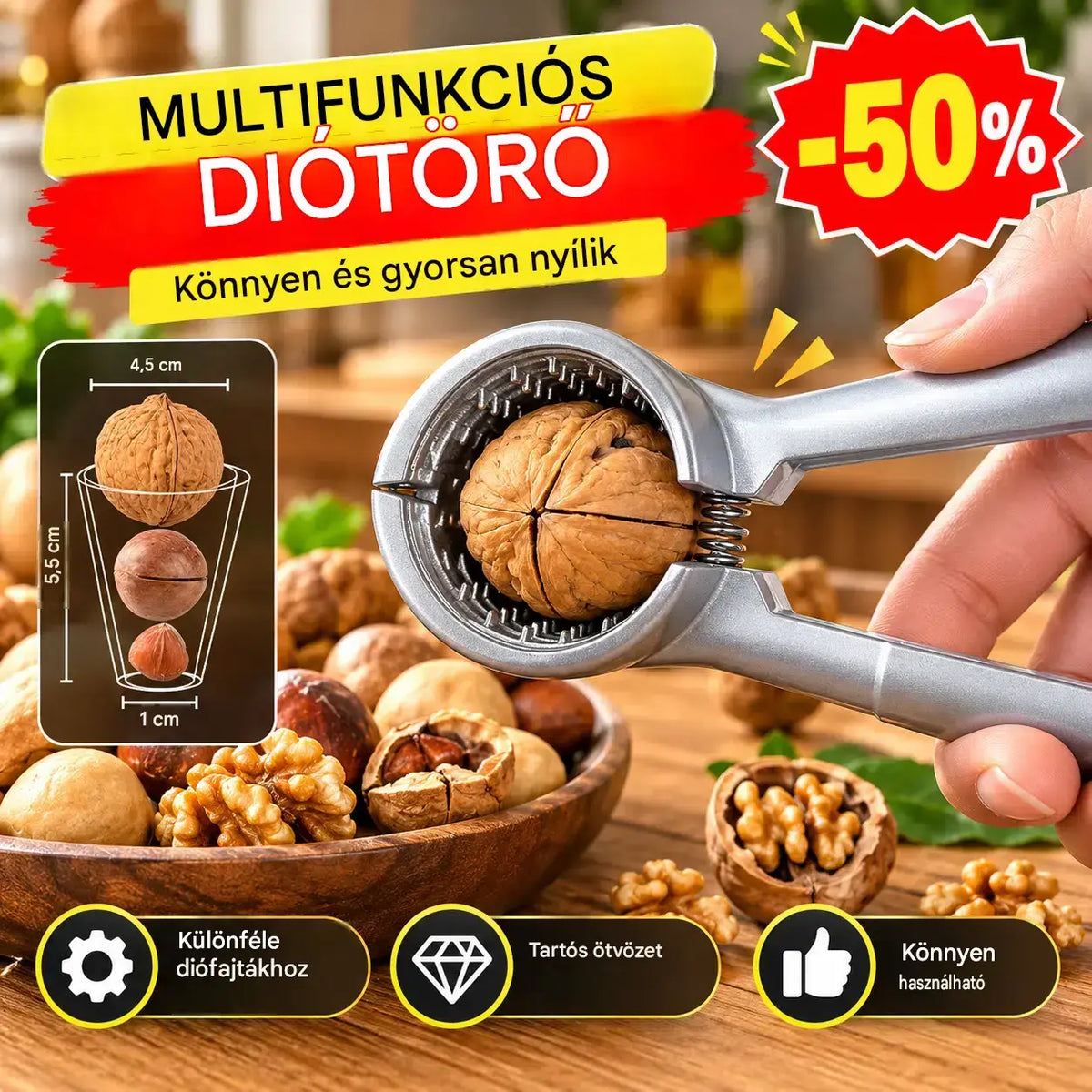 🌰Multifunkcionális alumíniumötvözetből készült diófa csipesz és anyacsipesz