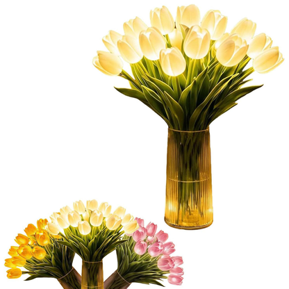🌷🌷Egy 15 tulipánból álló csokor éjszakai fénynek