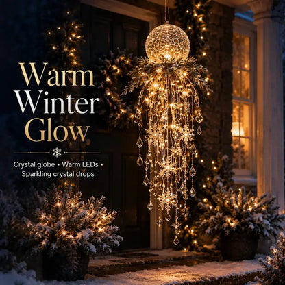 🔥 Dnes zľava 50 % 🎅 Závesná vianočná vločka s kryštálmi a LED svetlom | Čarovná žiara na verandu ✨