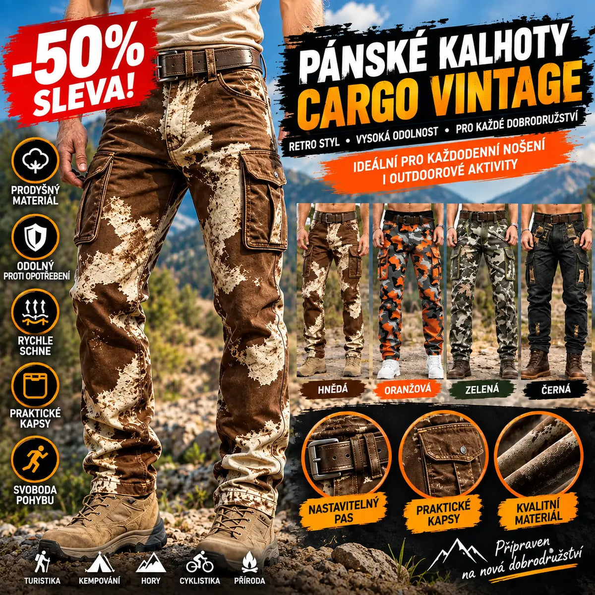 ⏳ POSLEDNÍ DEN VÝPRODEJE! Sleva 50 %! 🔥 Pánské taktické vojenské kalhoty – větruodolné a zateplené.