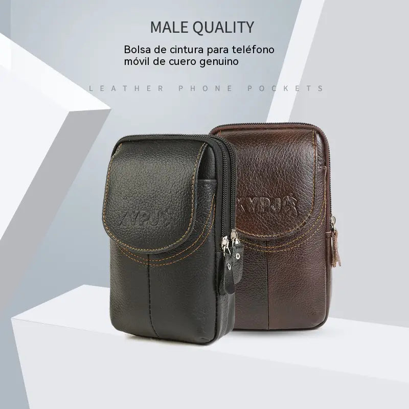 [Compra uno y llévate otro gratis]Riñonera de cuero auténtico para hombre