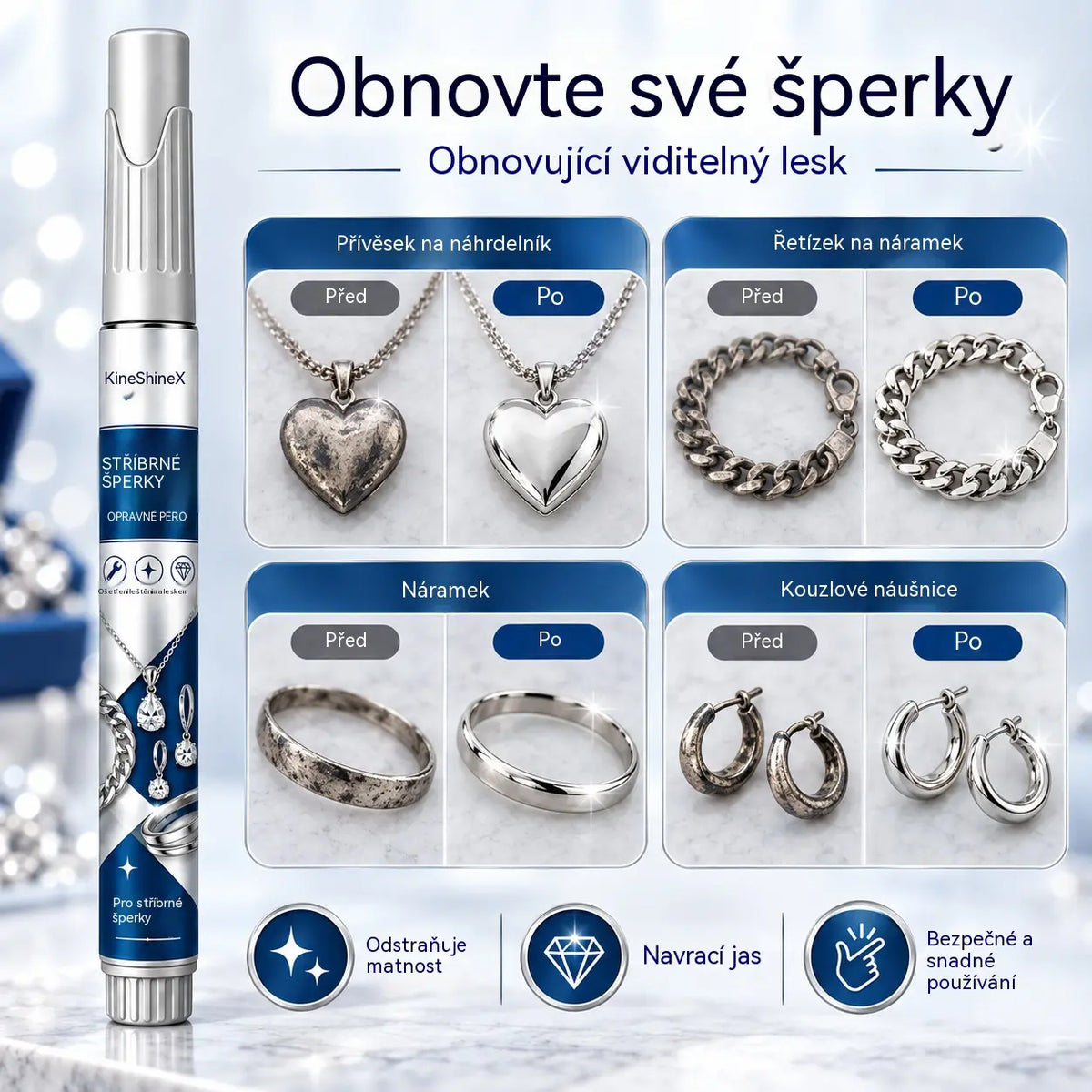 🔥 Časově omezená nabídka: sleva 50 % 🔥 Pero na opravu škrábanců a úpravu stříbrných šperků