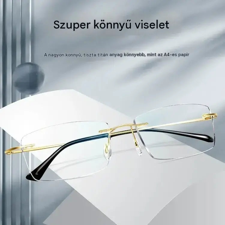 Kiváló minőségű, ultrakönnyű, keret nélküli, nagy felbontású, professzionális szemüveg kék fény elleni védelemmel - unisex