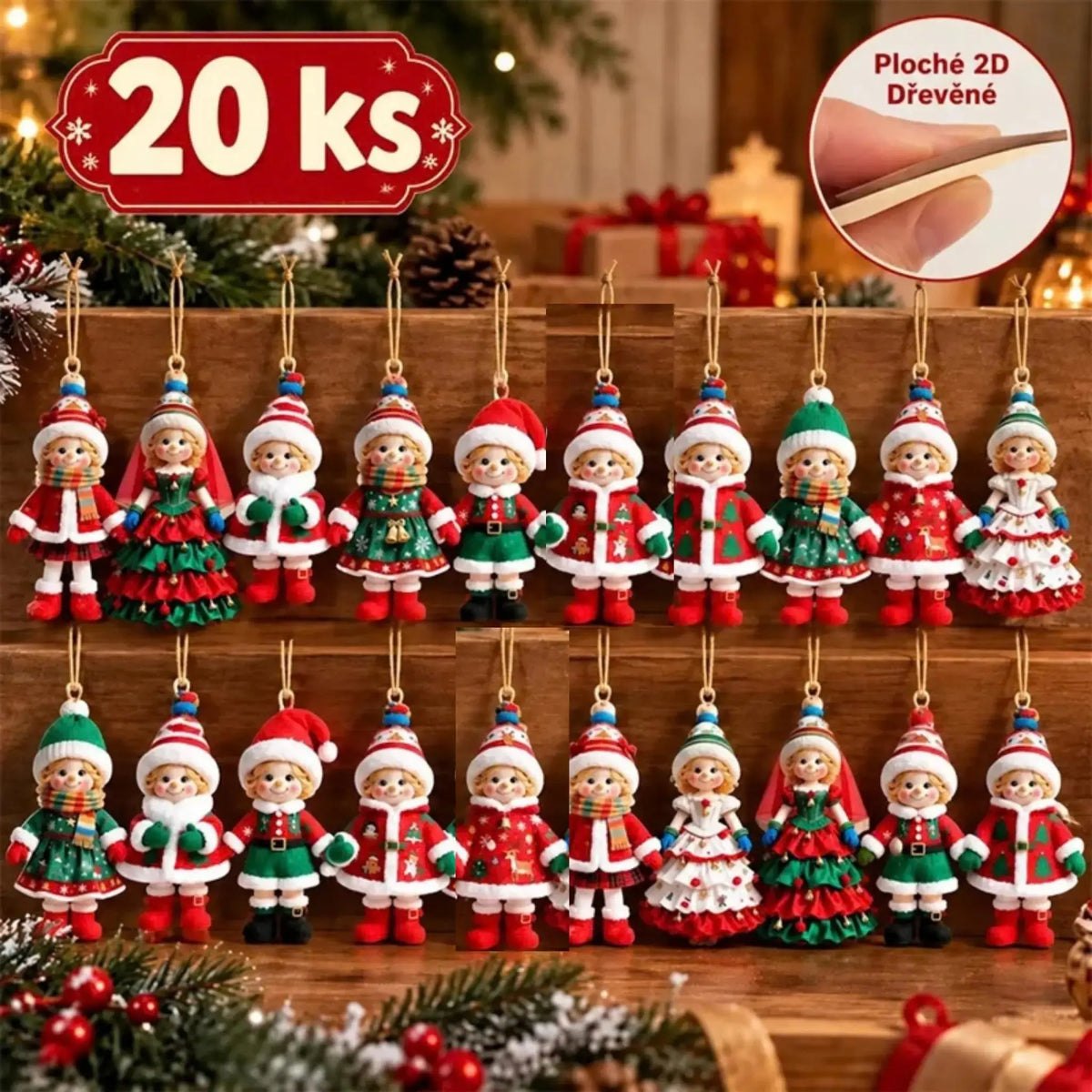 🎄【20 darab】🎅Aranyos karácsonyi díszek✨