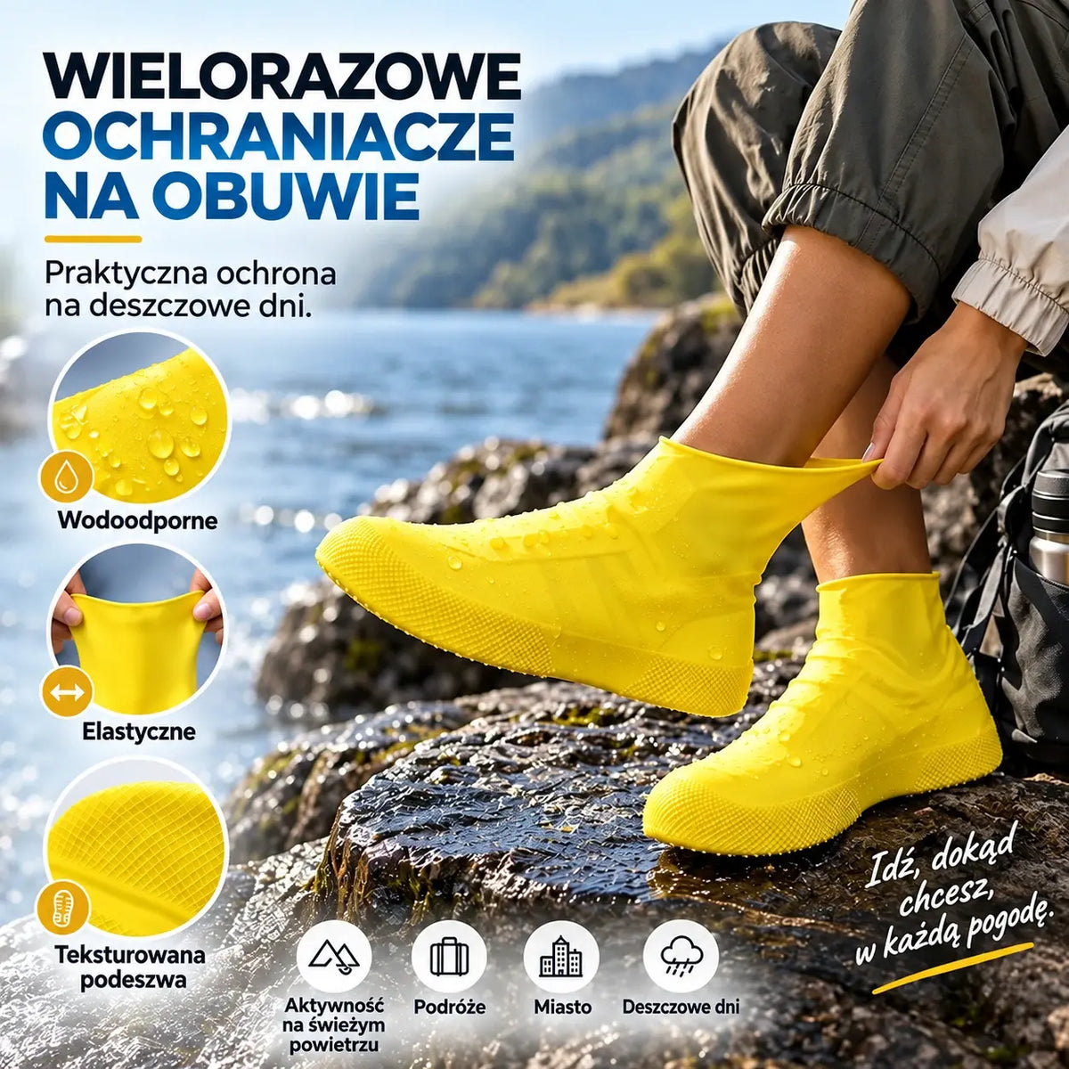 🌧️ Chroń swoje buty przed zamoczeniem! Wysokiej jakości wodoodporne ochraniacze na buty — antypoślizgowe, wytrzymałe i składane, idealne do noszenia w torbie.