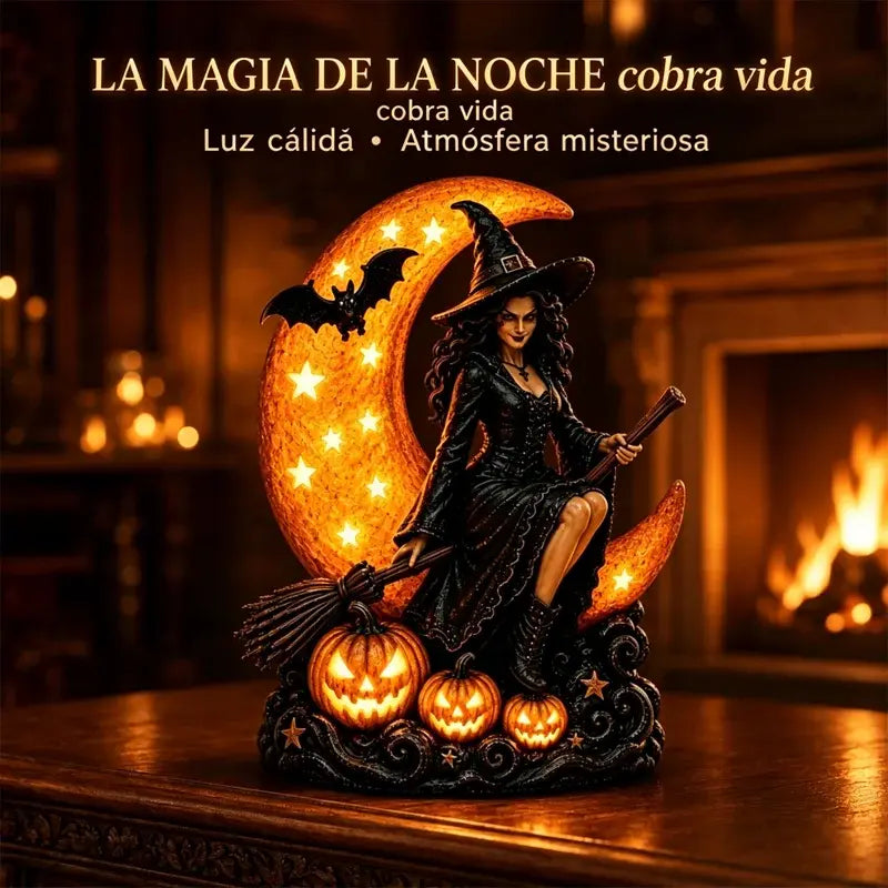 🎃🔮 Čarodejnica a lampa splnu – Dekoratívna gotická socha, ideálny darček 🌙 🎃