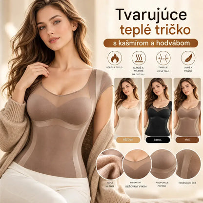 【L-2XL/3 farby】Ľahké tvarujúce tielko na jeseň/zimu - tvaruje bruško, podporuje poprsie a má volániky, podprsenka nie je potrebná, česaná podšívka