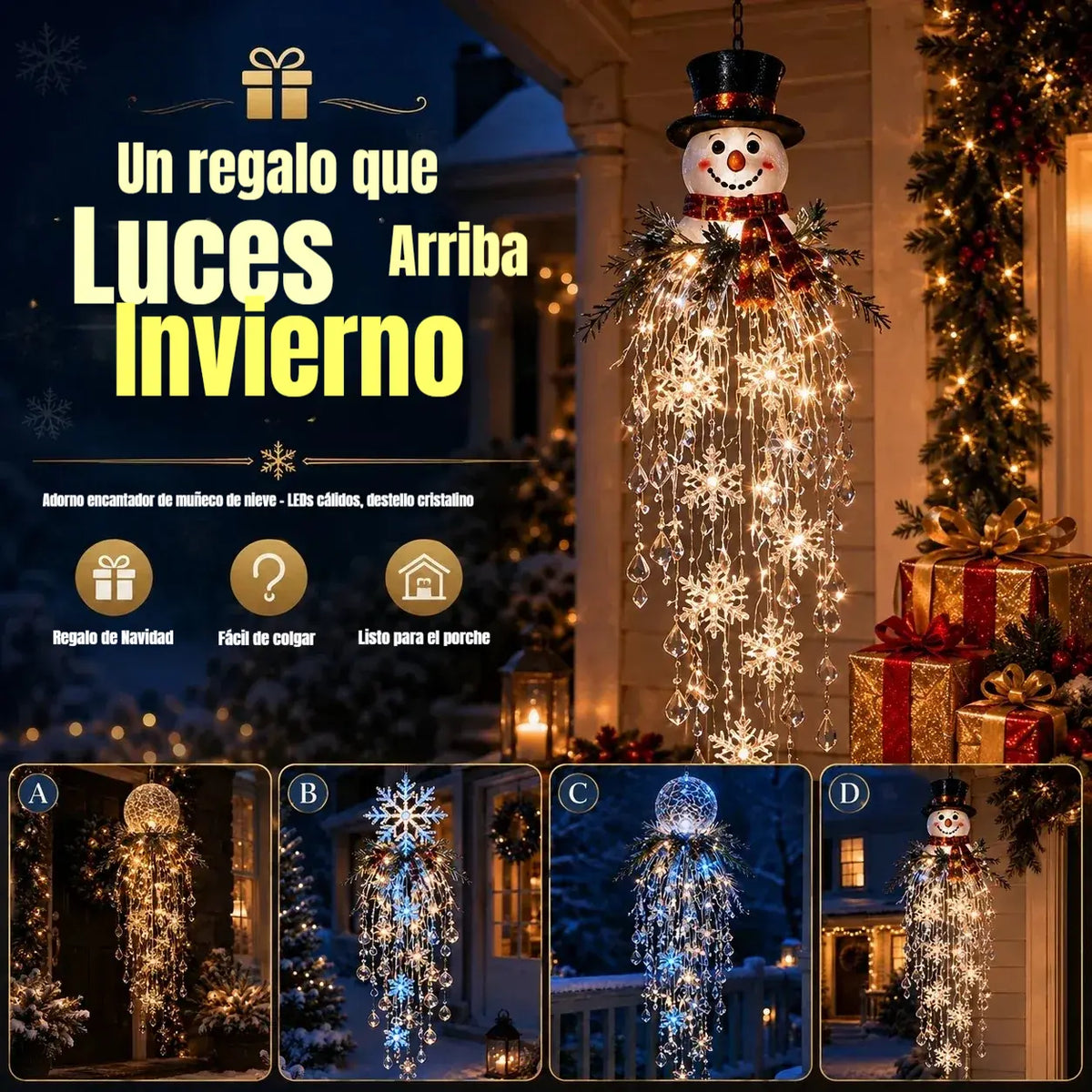 🔥 MA 50% KEDVEZMÉNY 🎅 Karácsonyi függő hópehely és kristály LED fény | Varázslatos ragyogás a verandára ✨