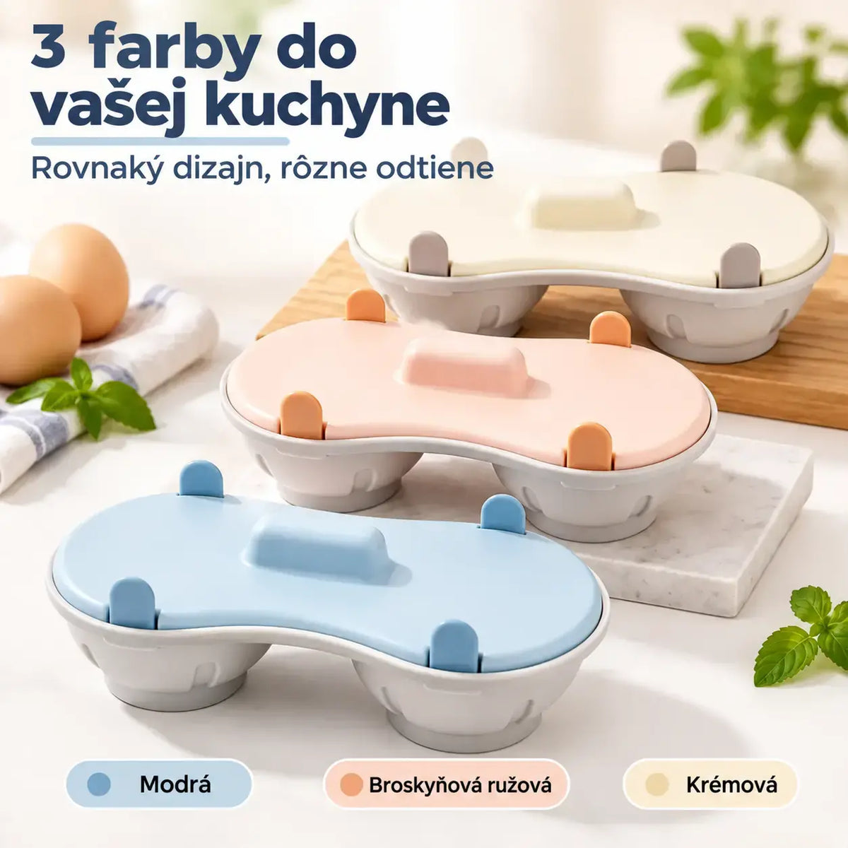 🥚✨【1 kus, 2 priehradky, s vekom】Mikrovlnný varič vajec – rýchle, praktické a zdravé raňajky bez námahy.