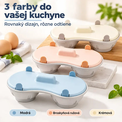 🥚✨【1 kus, 2 priehradky, s vekom】Mikrovlnný varič vajec – rýchle, praktické a zdravé raňajky bez námahy.