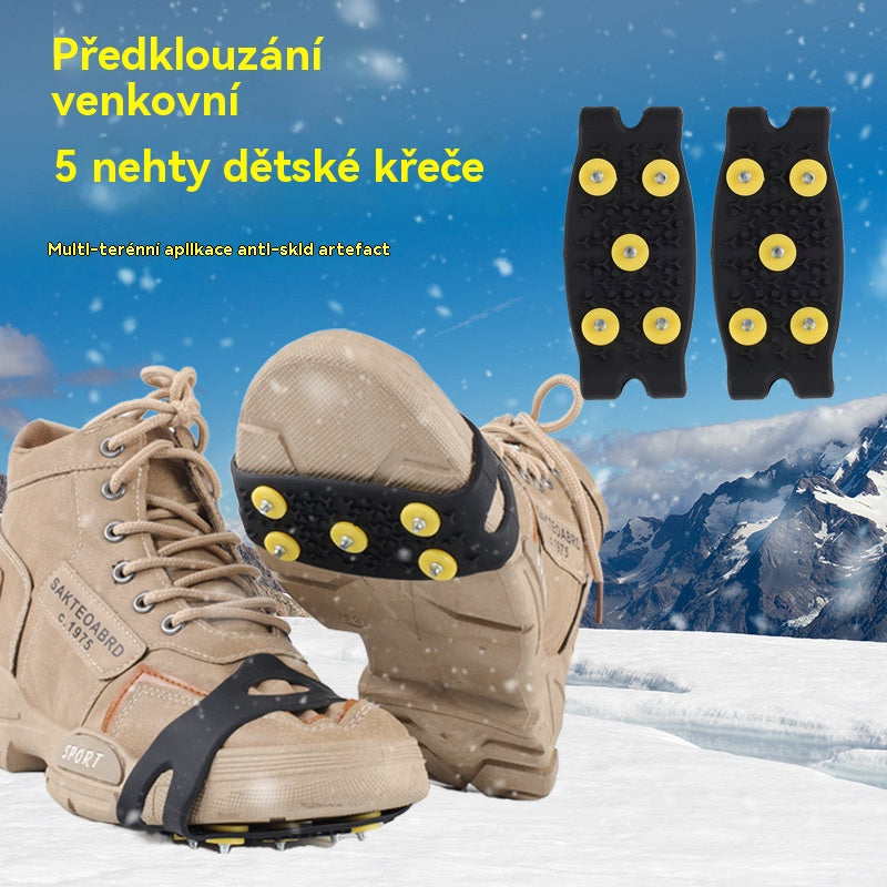👴🚶🏔️❄️Αγοράστε 2, πάρτε 2 δωρεάν🔥Αντιολισθητική λαβή με πέντε δόντια και αόρατα κραμπόν, απαραίτητη για υπαίθριες δραστηριότητες.