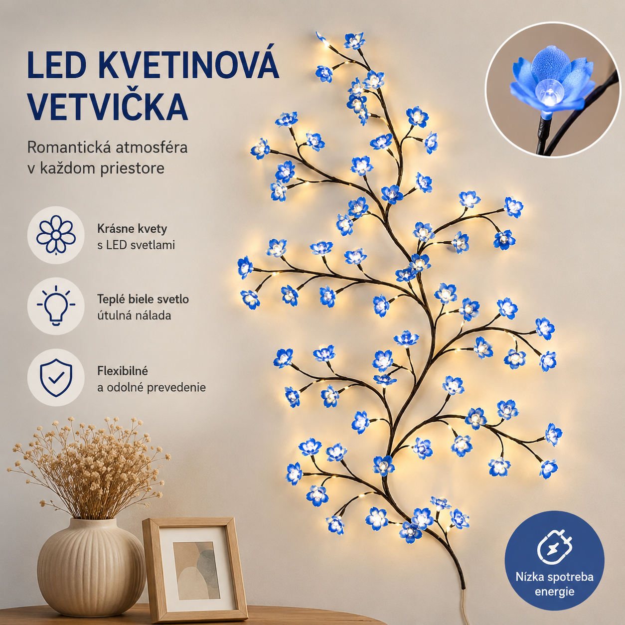 ✨ Jedinečne navrhnuté LED svetlá v tvare viniča a kvetov: Vytvorte si doma rozprávkovú a hrejivú atmosféru 🦋💡
