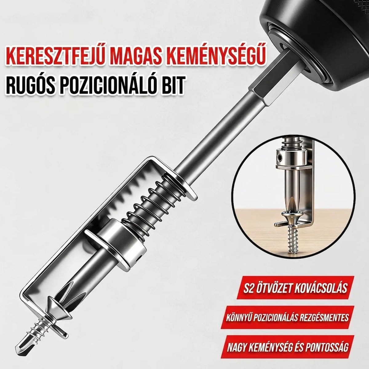 【6 darab】Extra kemény acélrugós Phillips fejű bitek, erős mágnesek a csúszásgátlóért, könnyen kezelhető.