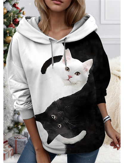 🐱🧥✨【1 kus, S–3XL】Dámska mikina s kapucňou a 3D potlačou mačky – mäkká, pohodlná a vhodná na každý deň.