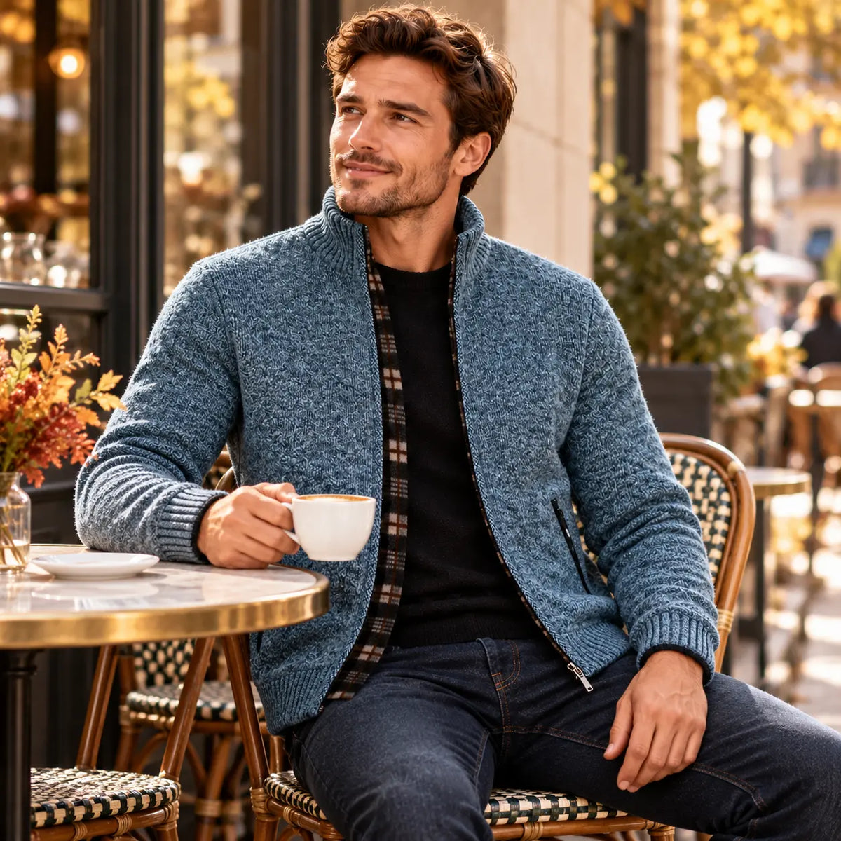 1 sztuka 149 zł🔥【M-3XL】Męski, swobodny, polarowy sweter rozpinany