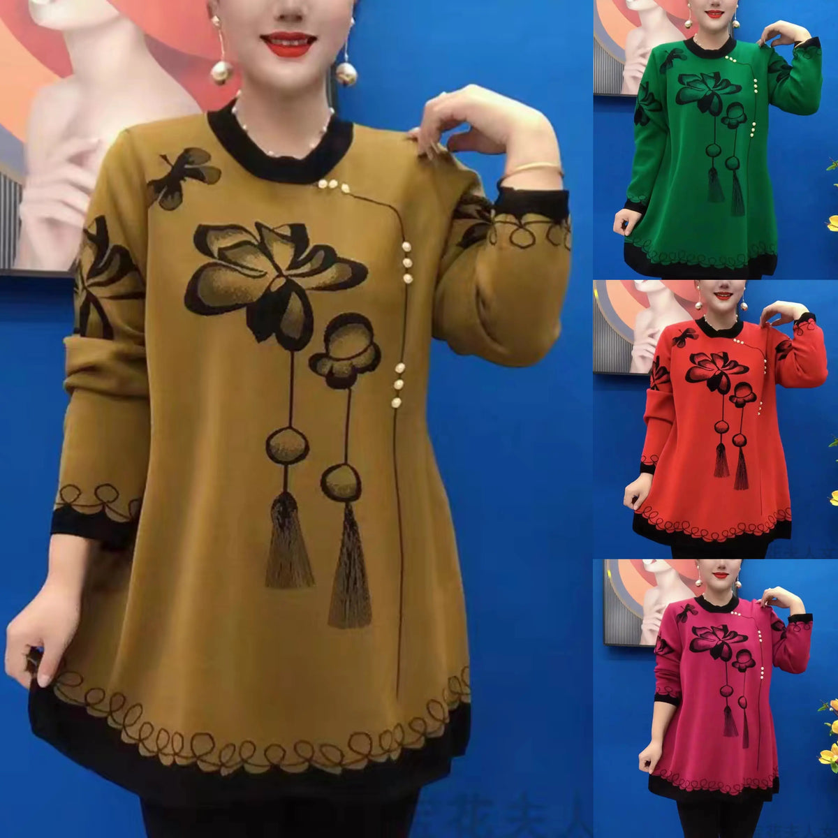 【30% OFF】❤️‍🔥【M-5XL】🍁🍂2026 új őszi téli divat nyomott kötött felsők