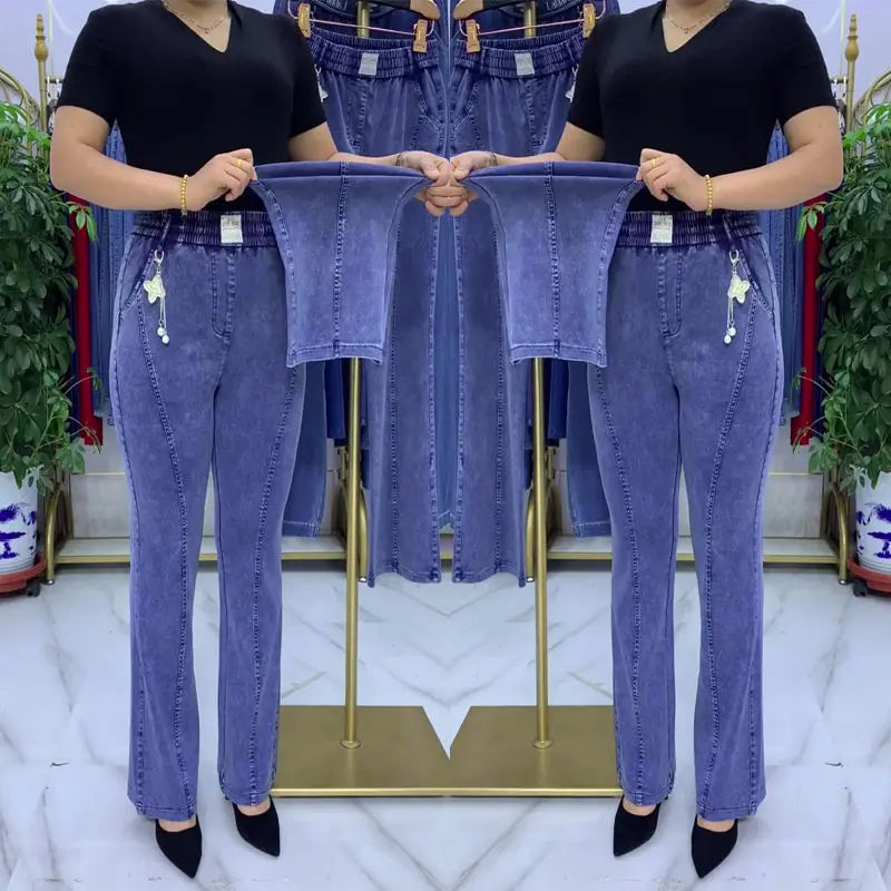 🏆👖【S-4XL】Női, magas derekú, sztreccs farmernadrág