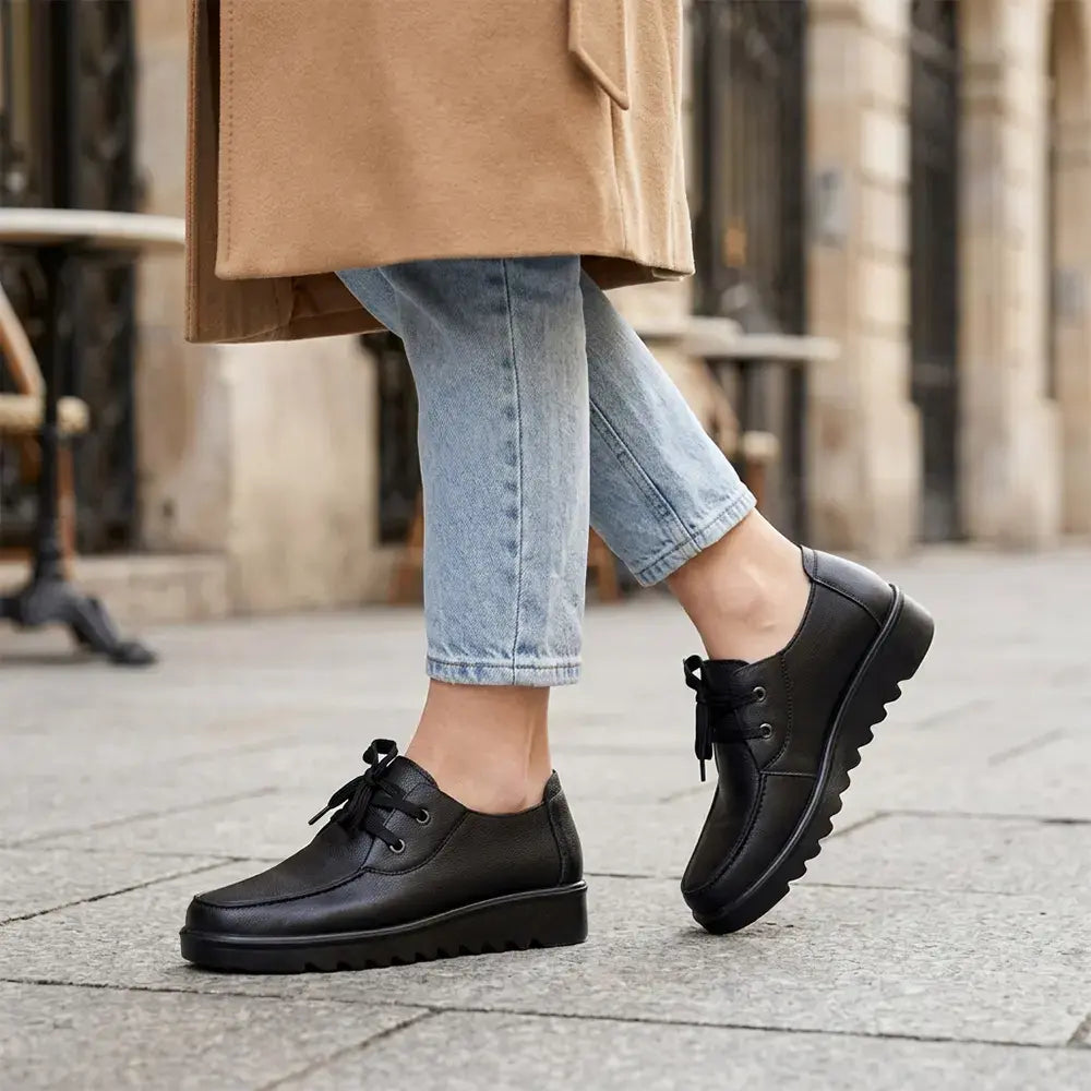 【35-41】👞Női fűzős mokaszinok puha talppal – kényelmes mindennapi sétacipők – könnyű és lélegző lábbelik időseknek