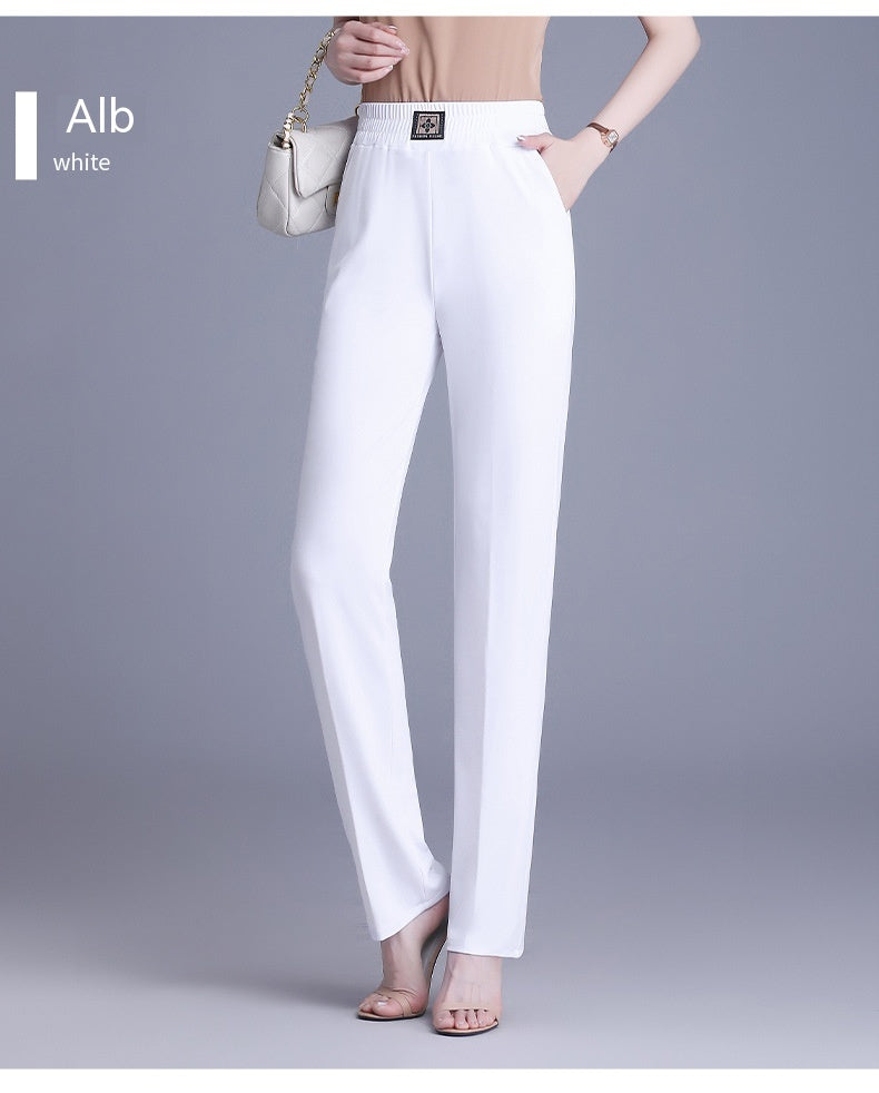 【XL-6XL】👖Poletne hlače ravnega kroja z visokim pasom iz ledeniške svile